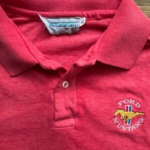 Vintage Ford Mustang Motorsport Polo Red Shirt L